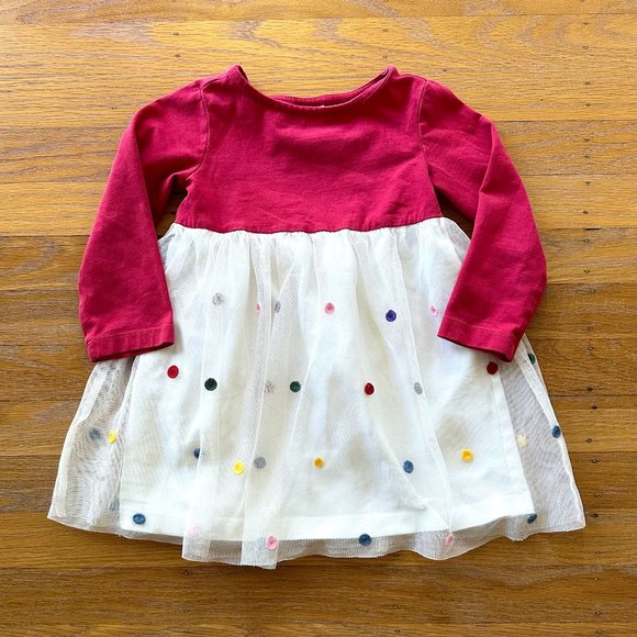 Hanna Andersson Red Long Sleeve Polka Dot Tulle Dress Size 2-3T - Picture 1 of 2